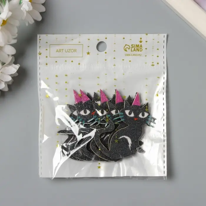 Декор для творчества войлок блеск Декор для творчества войлок блеск "Чёрный кот" 5,5х4 см