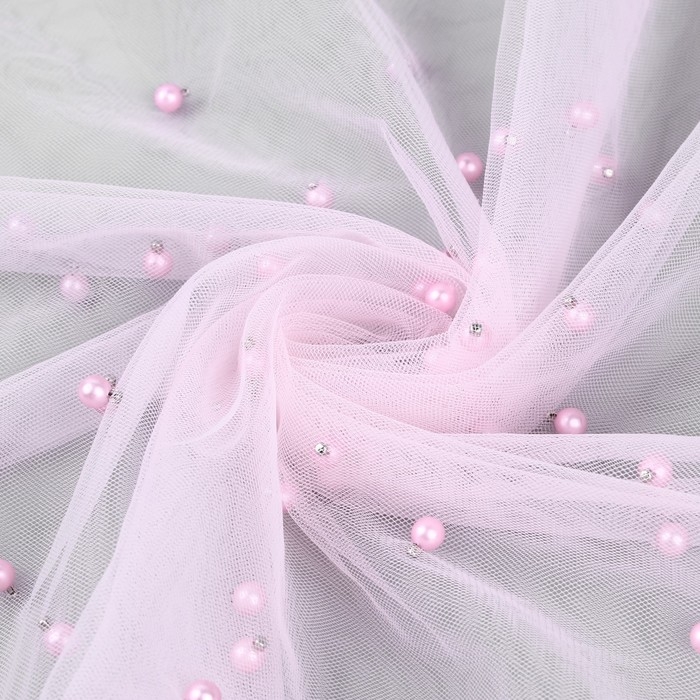 Сетка с бусинами, 150 см, 1 ± 0,2 м, цвет розовый Сетка с бусинами, 150 см, 1 ± 0,2 м, цвет розовый