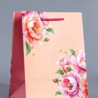 Пакет подарочный ламинированный &laquo;Цветы&raquo;, нежно - розовый, 18&times;22.3&times;10 см