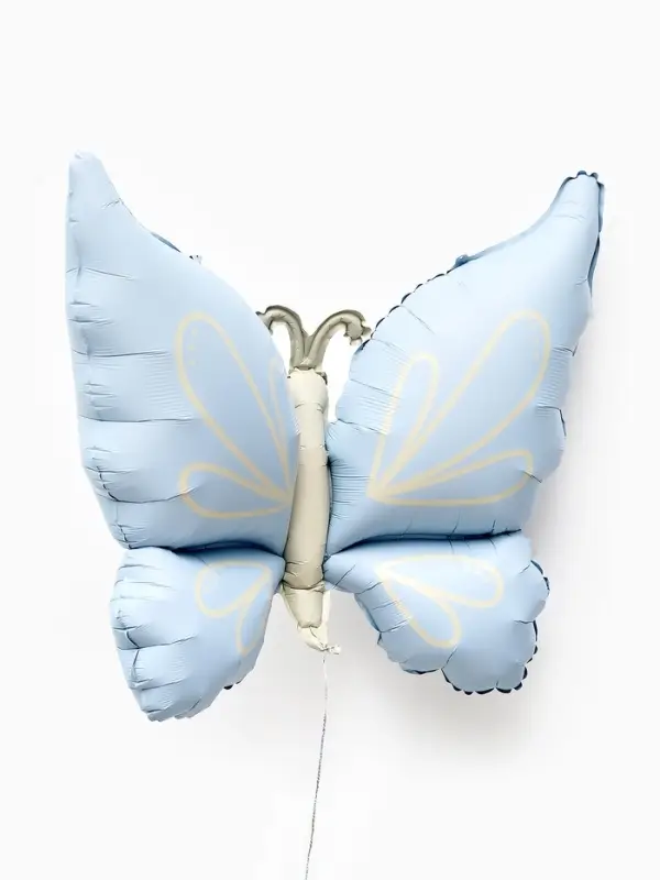 Воздушный шар фольгированный 37" "Нежная бабочка" голубой сатин