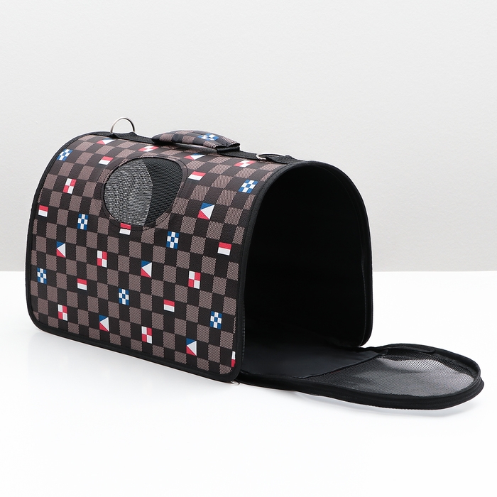 Сумка-переноска каркасная  Сумка-переноска каркасная "Звёздное небо" , размер L, 53 х 21 х 29 см, чёрная