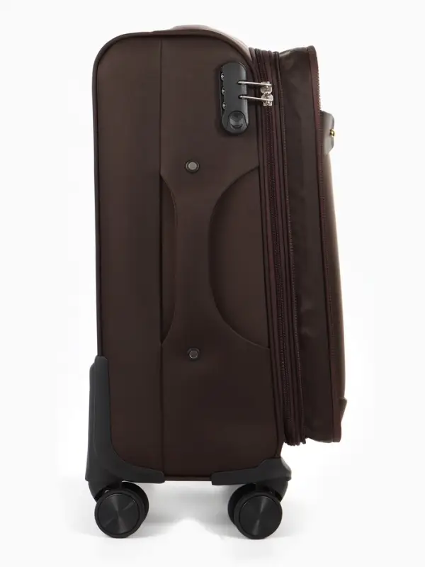 Чемодан на колёсах TEXTURA, текстильный, кодовый замок, с увеличением, 36&times;25&times;58 см, 20", коричневый