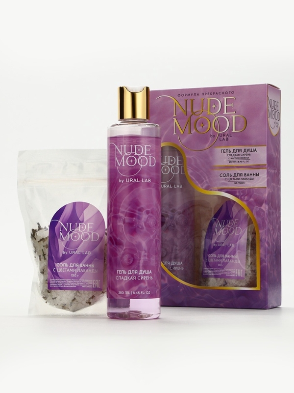 Подарочный набор URAL LAB: гель для душа 250 мл, аромат сирени и соль для ванны с лепестками лаванды 150 г Подарочный набор URAL LAB: гель для душа 250 мл, аромат сирени и соль для ванны с лепестками лаванды 150 г