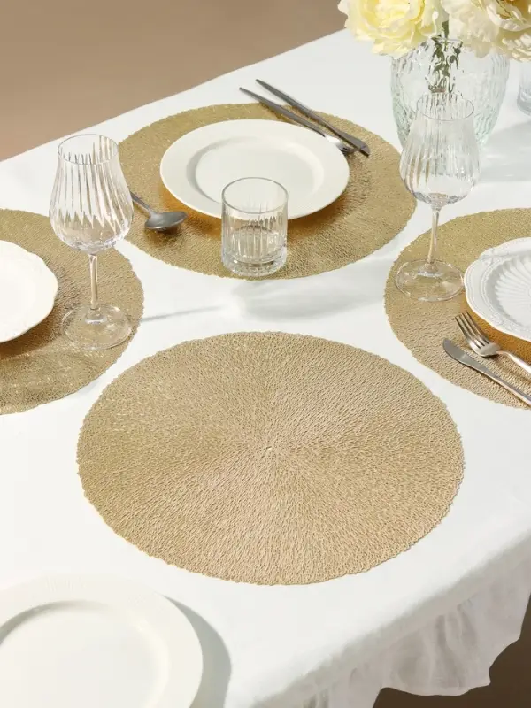 Салфетки сервировочные на стол Доляна &laquo;Соломка&raquo;, d=38 см, 4 шт., золотые