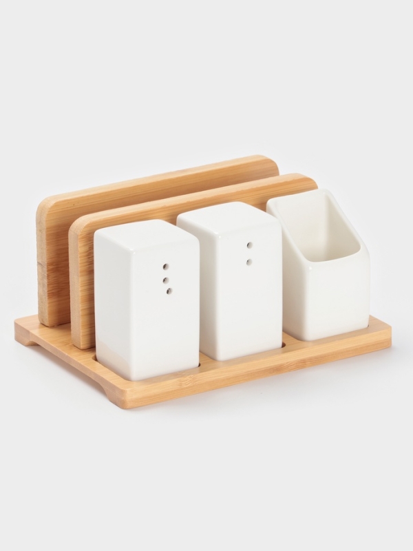 Набор для специй на подст 4 шт Набор для специй на подст 4 шт "BellaTenero" , солонка, перечница, салфетница, зубочист