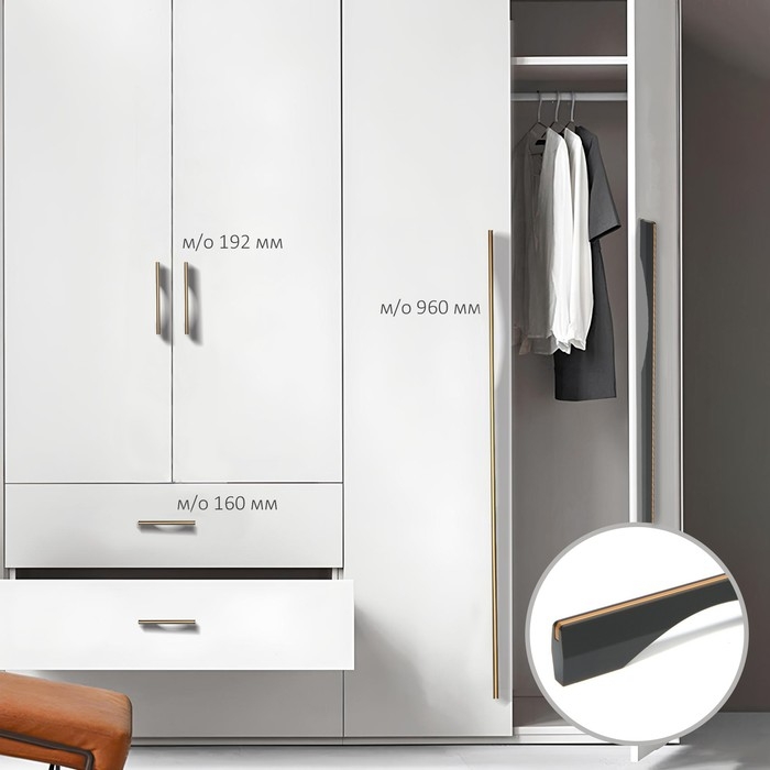 Ручка-скоба CAPPIO RSC032, м/о 160 мм, цвет черный/золото, 4 шт.