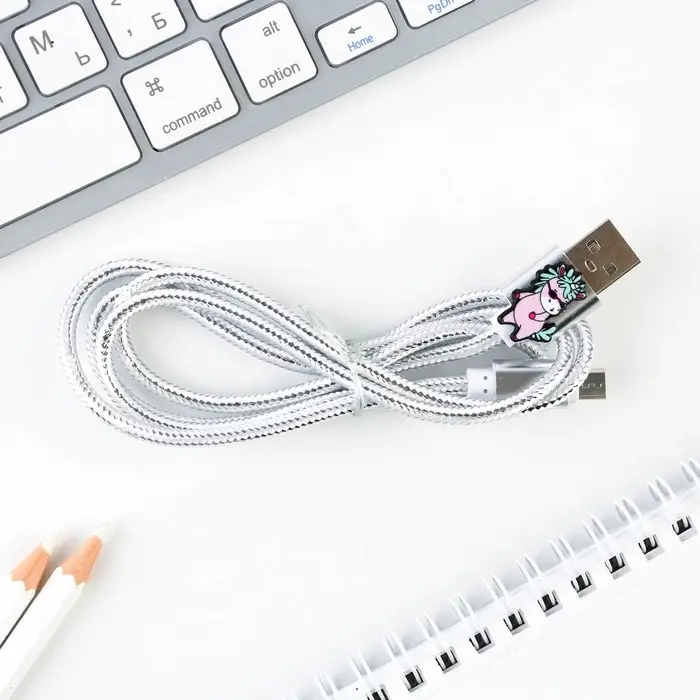 Кабель с доп элементом Micro USB, цвет микс.
