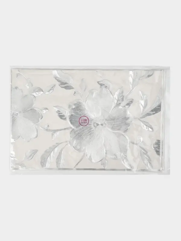 Набор салфеток для стола Доляна &laquo;Цветы&raquo;, 44.5&times;30 см, 4 шт., ПВХ, серебристый