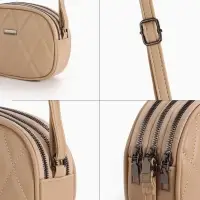 Сумка женская кросс-боди на молнии, 19&times;7&times;15 см, со стёжкой, бежевая