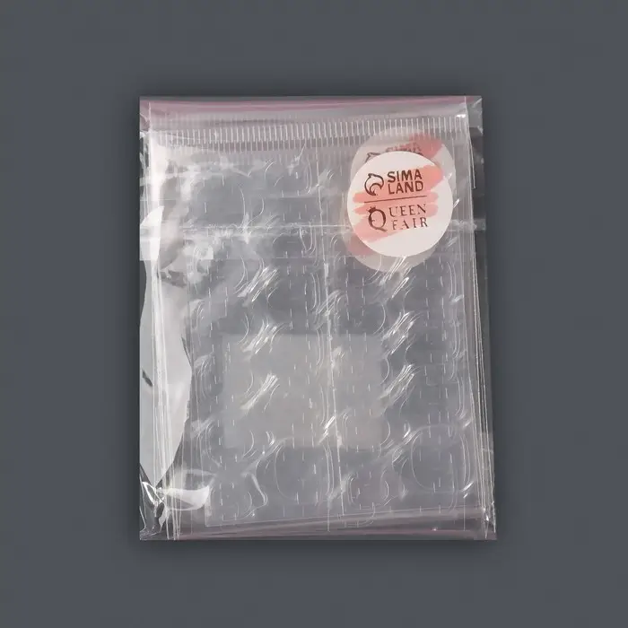 Клеевые пластины для накладных ногтей, 24 шт, фасовка 6 листов, прозрачные