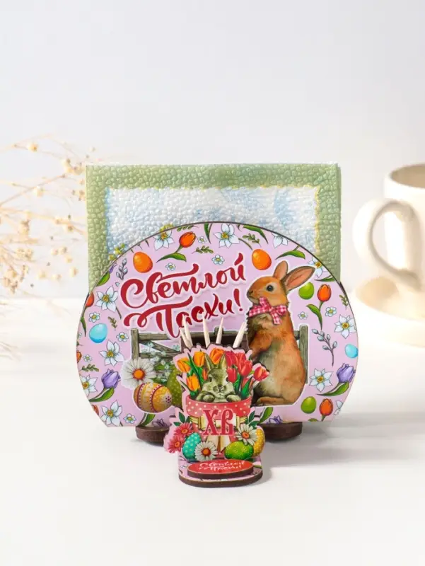 Набор пасхальный салфетница+подставка под зубочистки №2 ,10х12,8х5 см;/ 3,7х5,8х5,8 см