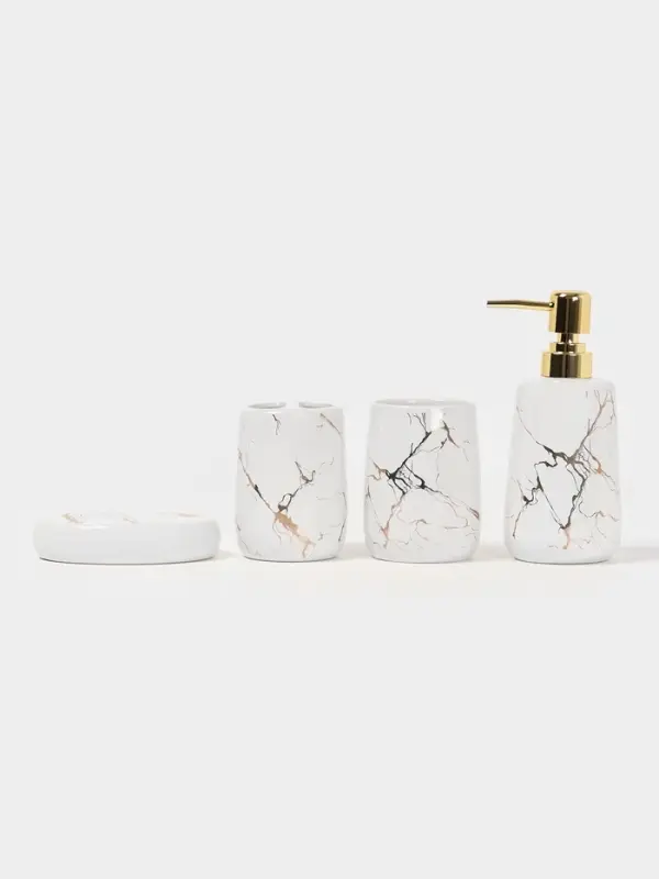 Набор аксессуаров для ванной комнаты SAVANNA &laquo;Гроза&raquo;, 4 предмета (мыльница, дозатор для мыла 400 мл, 2 стакана), цвет белый
