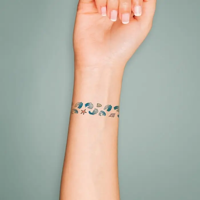 Переводная тату на тело цветная «Браслет. Ракушки», 20×3 см Переводная тату на тело цветная «Браслет. Ракушки», 20×3 см