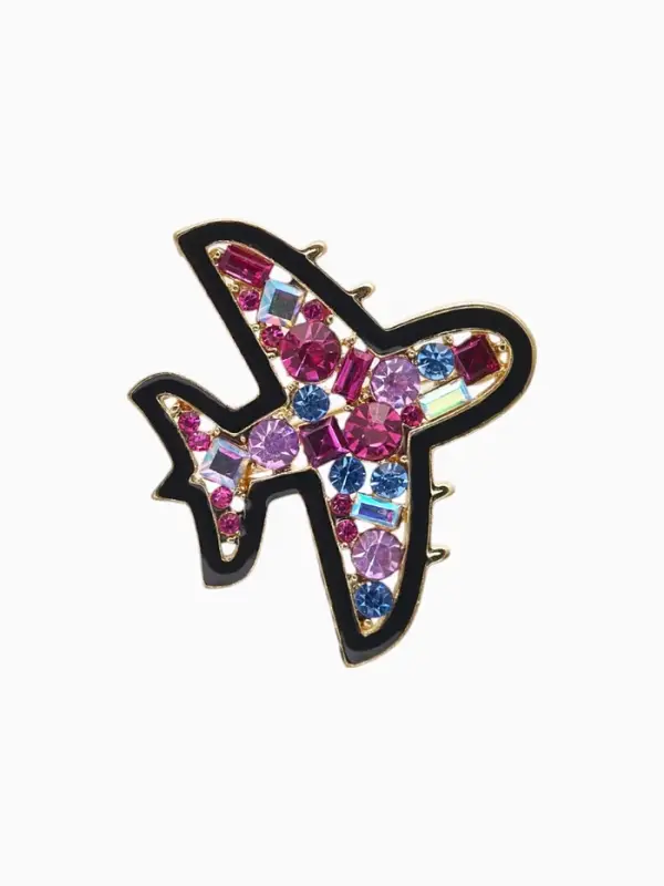 Брошь &laquo;Самолет&raquo;, разноцветная в золоте