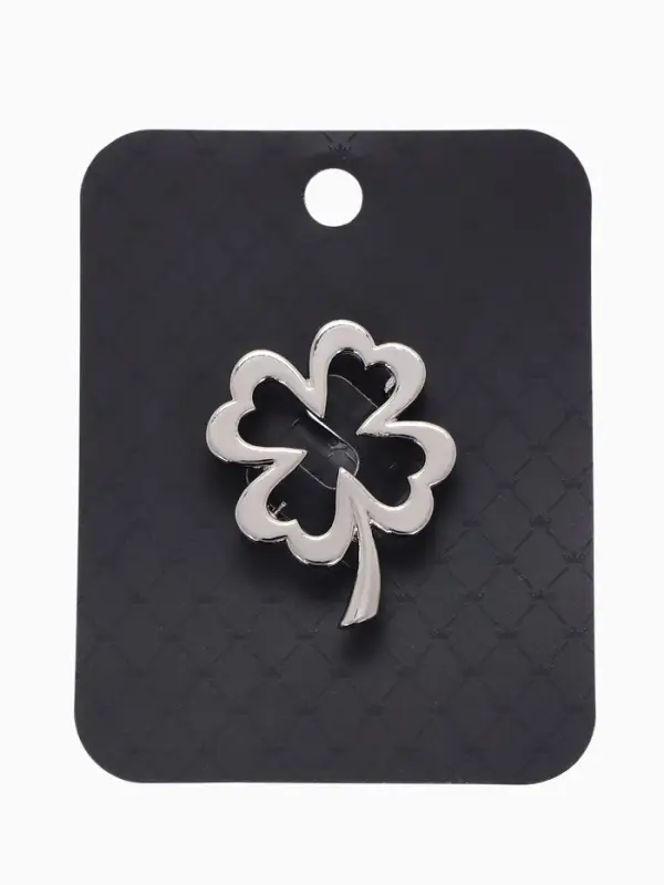 Брошь &laquo;Клевер&raquo;, контур, цвет серебро