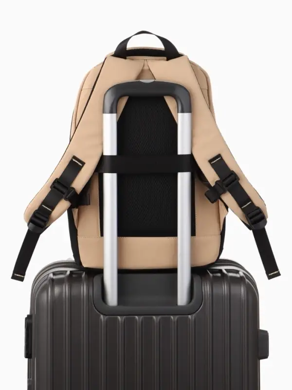 Рюкзак, 2 отделения, 3 кармана, водонепроницаемое дно, 27&times;13&times;38.5 см, бежевый