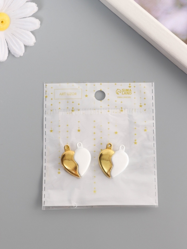 Замок магнитный металл Замок магнитный металл "Вторая половинка, сердце" набор 2 шт бело-золотой 2,6х2,2 см