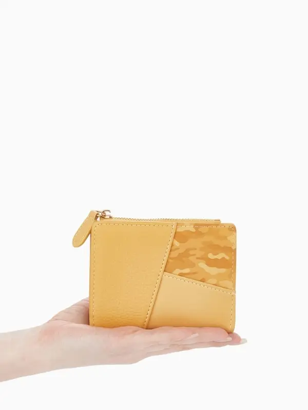 Кошелёк женский на кнопке, 11.5&times;2&times;9 см, комбинированный, жёлтый