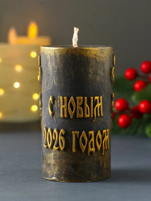 Декоративная свеча Декоративная свеча "Столбик с лошадью" (бронза) 215 г 55х55х100 мм