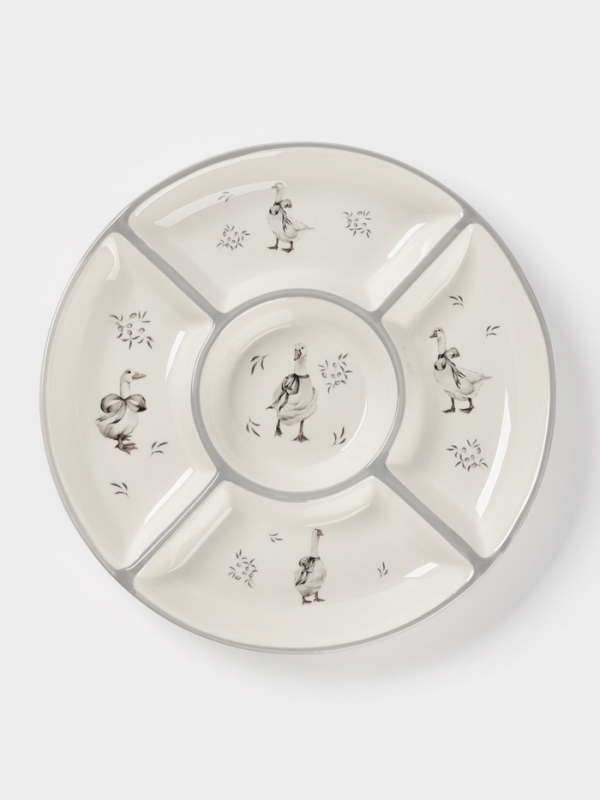 Менажница Доляна  Менажница Доляна "Гуси" цвет белый  5 ячеек 25,5х3 см