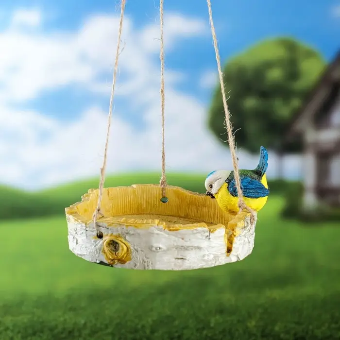 Садовая фигура из гипса &laquo;Кормушка с птичкой&raquo;, подвесная, 17&times;17&times;8 см