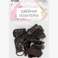 Крючки пришивные, металлические, для верхней одежды, 5&times;1.5 см, 6 шт., коричневые