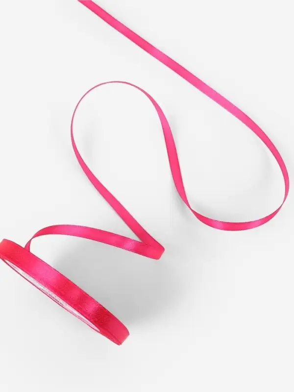 Лента атласная, 6 мм, 23±1 м, ярко-розовая №190 Лента атласная, 6 мм, 23±1 м, ярко-розовая №190