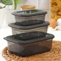 Набор пищевых контейнеров IDEA &laquo;Респект&raquo;, 3 шт.: 400 мл, 700 мл, 1.2 л, прозрачный, крышка серая