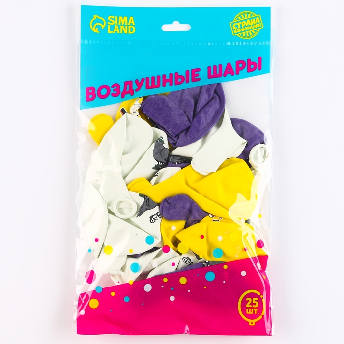 Воздушные шары латексные 12" &laquo;Крутые птицы&raquo;, 25 шт.