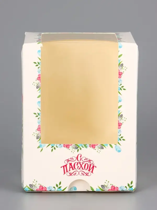 Коробка подарочная пасхальная с окном &laquo;Пасхальный венок&raquo; 9.5&times;9.5&times;12.5 см