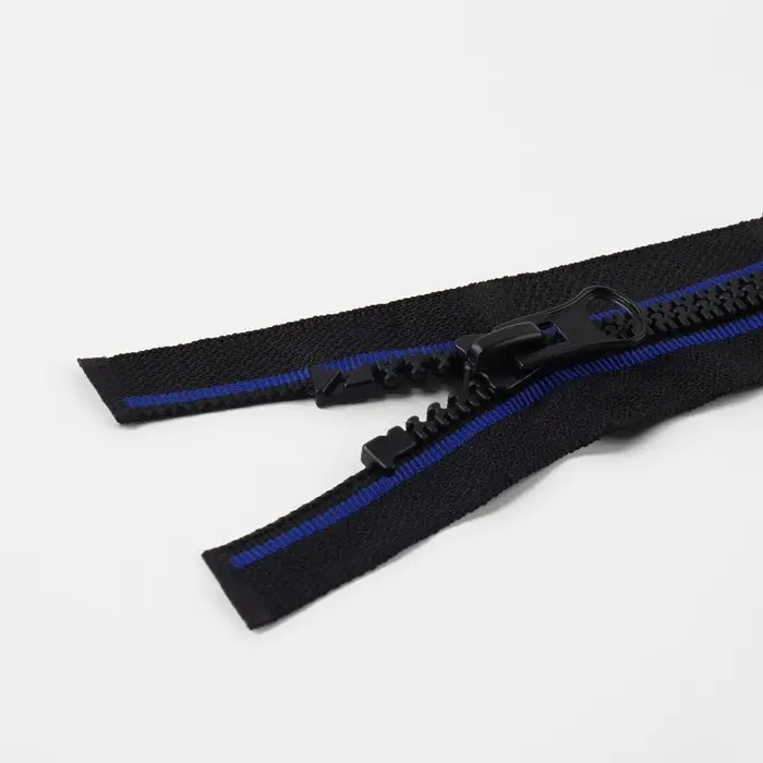 Молния «Трактор», №8, разъёмная, замок автомат, 60 см, чёрная, синяя