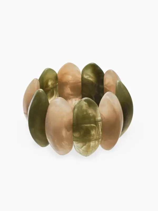 Браслет манжета &laquo;Тренд&raquo;, d=6.5 см, широкий, акрил, бежевый, злёный