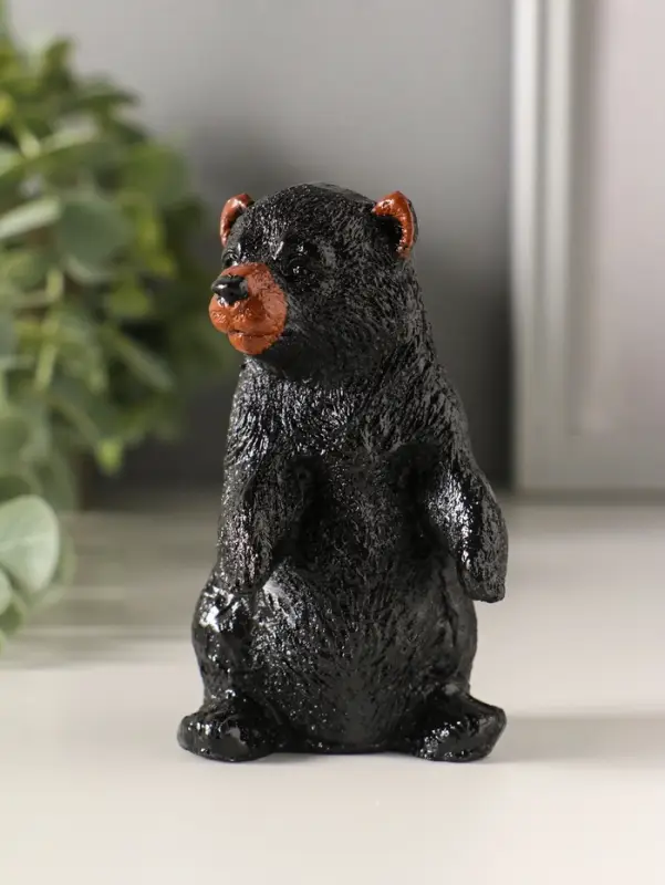 Сувенир Медведь стоя (чёрный), 9,5х5,5х5,5см
