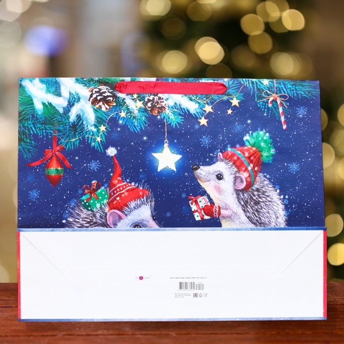 Новый год. Пакет подарочный Новый год. Пакет подарочный "Ёжики", 50 х 40 х 15 см.