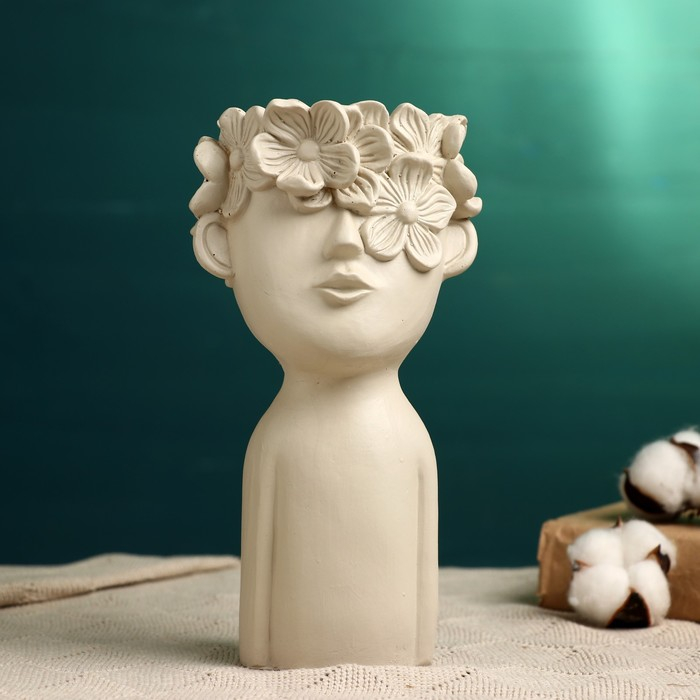 Кашпо - ваза Кашпо - ваза "Мальчик с венком" бежевое, 23*10*12см