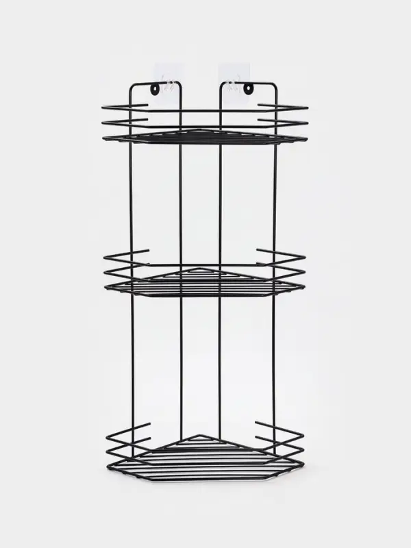 Полка для ванной угловая 3-х ярусная 20,5*20,5*52 см, цвет черный Полка для ванной угловая 3-х ярусная 20,5*20,5*52 см, цвет черный