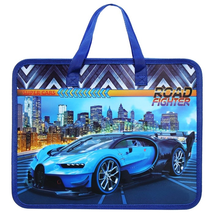 Папка с ручками пластиковая А4 Calligrata  Папка с ручками пластиковая А4 Calligrata "Машина синяя", 32,2х25,6х7 см,