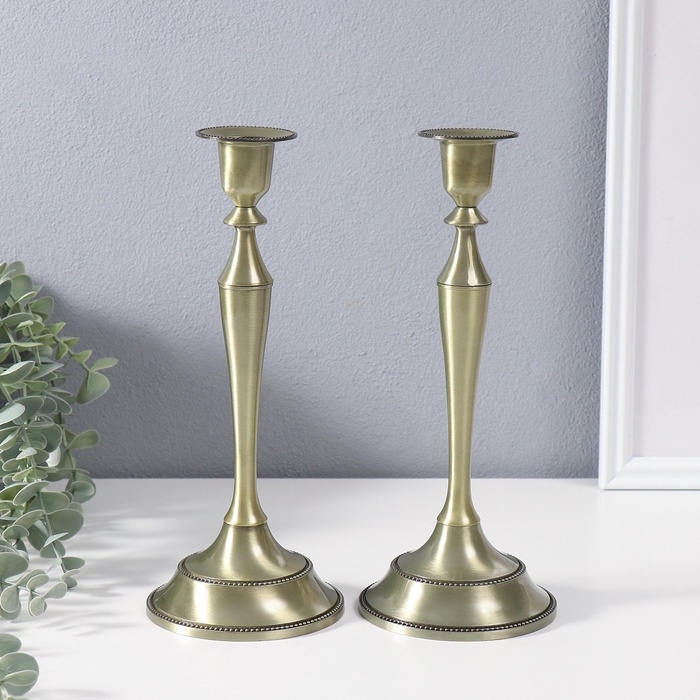 Подсвечник металл "Сканди" бронза набор 2 шт 24,5х10х10 см