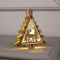 Ёлочная игрушка &laquo;Ёлочка с оленем&raquo;, 11&times;11&times;2 см, от батареек, свечение тёплое белое