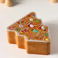 Шкатулка подарочная &laquo;Имбирная новогодняя ёлка&raquo;, металл, фигурная, 13.8&times;12&times;6 см