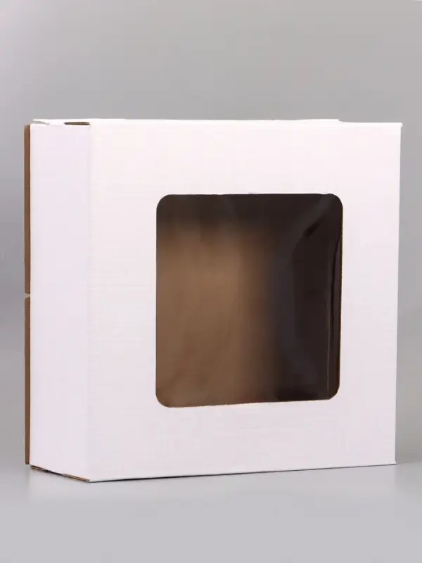 Коробка для торта, с окном, белая, 50&times;50&times;20 см