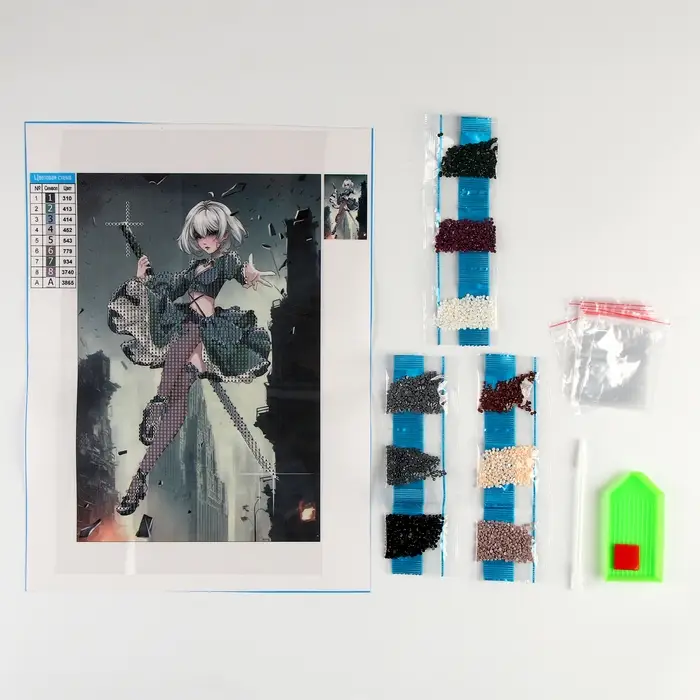 Алмазная мозаика с частичным заполнением на холсте &laquo;Девушка с клинком&raquo;&lrm;, 20&times;30 см