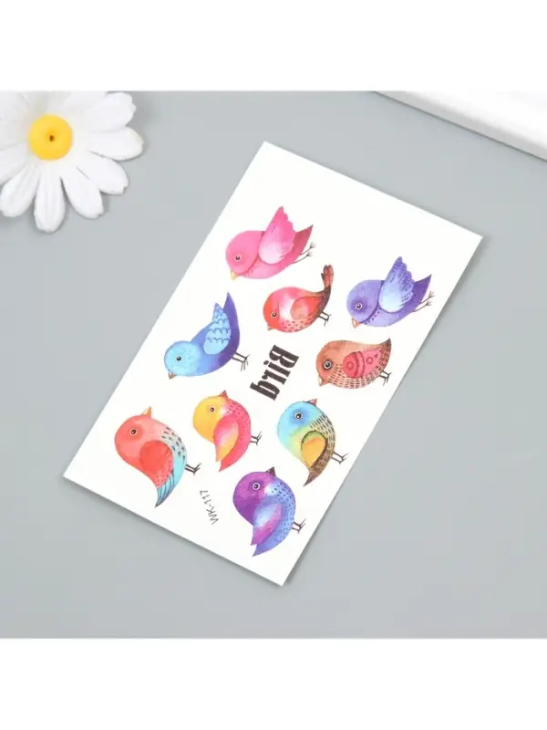 Переводные тату на тело цветные «Маленькие воробышки», 7.5×11 см