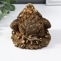 Нэцкэ полистоун "Денежная жаба с золотой монетой" 12х10,5х7,7 см