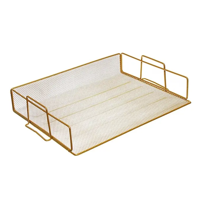 Лоток для бумаг Calligrata, горизонтальный, металлическая сетка, 1 отделение, золото