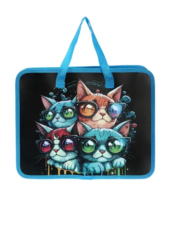 Папка с ручками &laquo;Котики&raquo;, А4, пластиковая, 70 мм, 322&times;256 мм