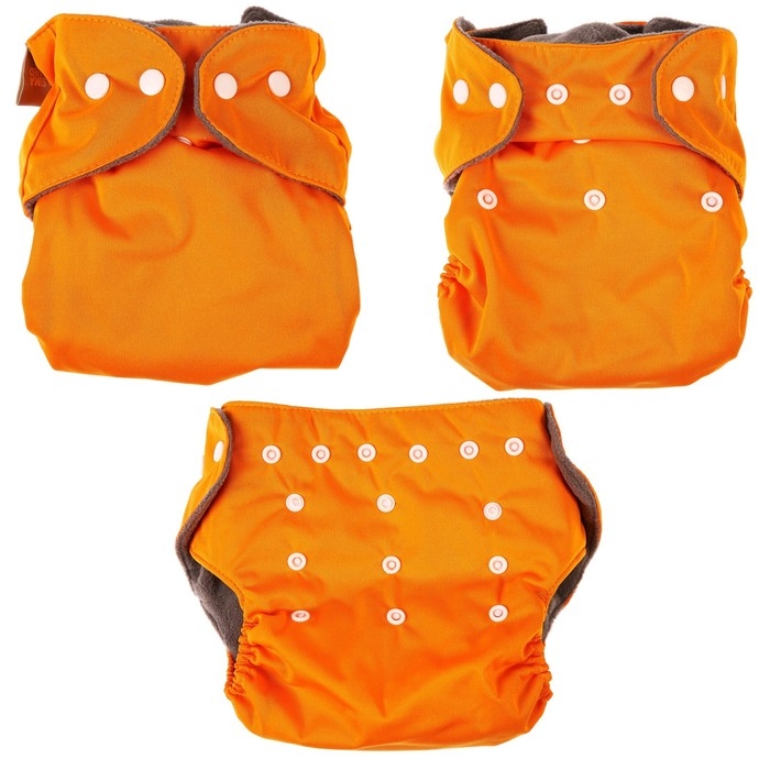 Многоразовый подгузник, угольно-бамбуковая ткань, 3-15 кг, цвет оранжевый, Крошка Я