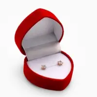 Футляр под кольцо, серьги &laquo;Сердце с рамкой из точек&raquo;, бархатный, 5&times;5 см (&plusmn;0.5 см ), красный