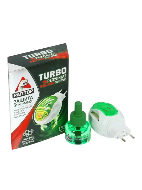 Комплект от комаров &laquo;Раптор&raquo; Turbo, фумигатор+жидкость, 40 ночей
