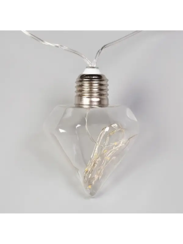 Гирлянда &laquo;Нить&raquo; 3 м с насадками &laquo;Лампочки кристалл&raquo;, IP20, прозрачная нить, 80 LED, свечение тёплое белое, 8 режимов, 220 В